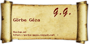 Görbe Géza névjegykártya